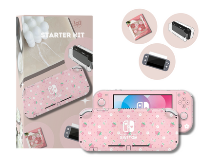 Kawaii Strawberry Daisy Nintendo Switch Lite Skin Value Gift Set