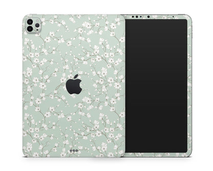 Lux Skins iPad Pale Mint Blossom iPad Pro 13" (M4) Skins - Art Floral Skin