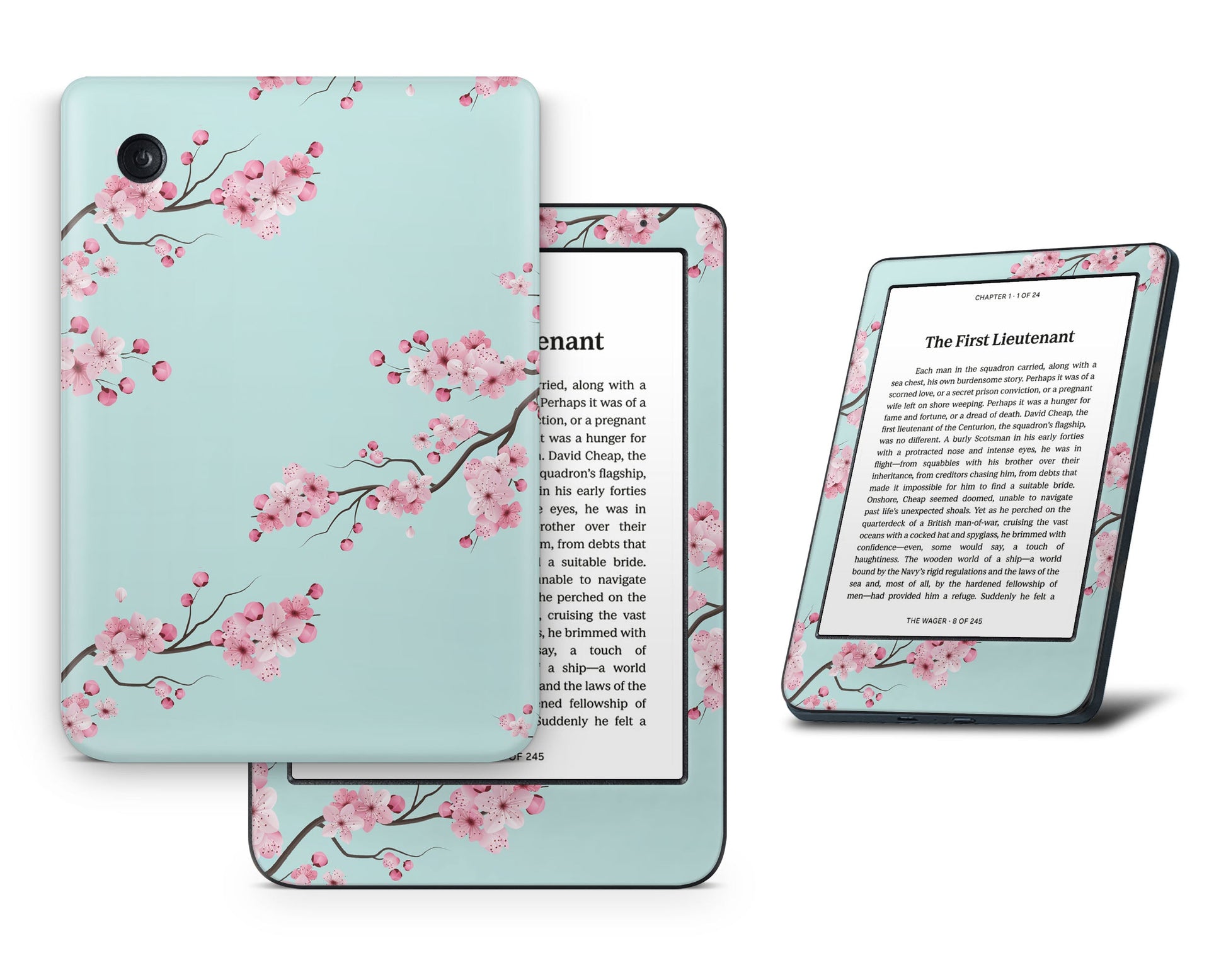 Lux Skins Kobo Cherry Blossom Teal Kobo Clara BW Skins - Art Floral Skin