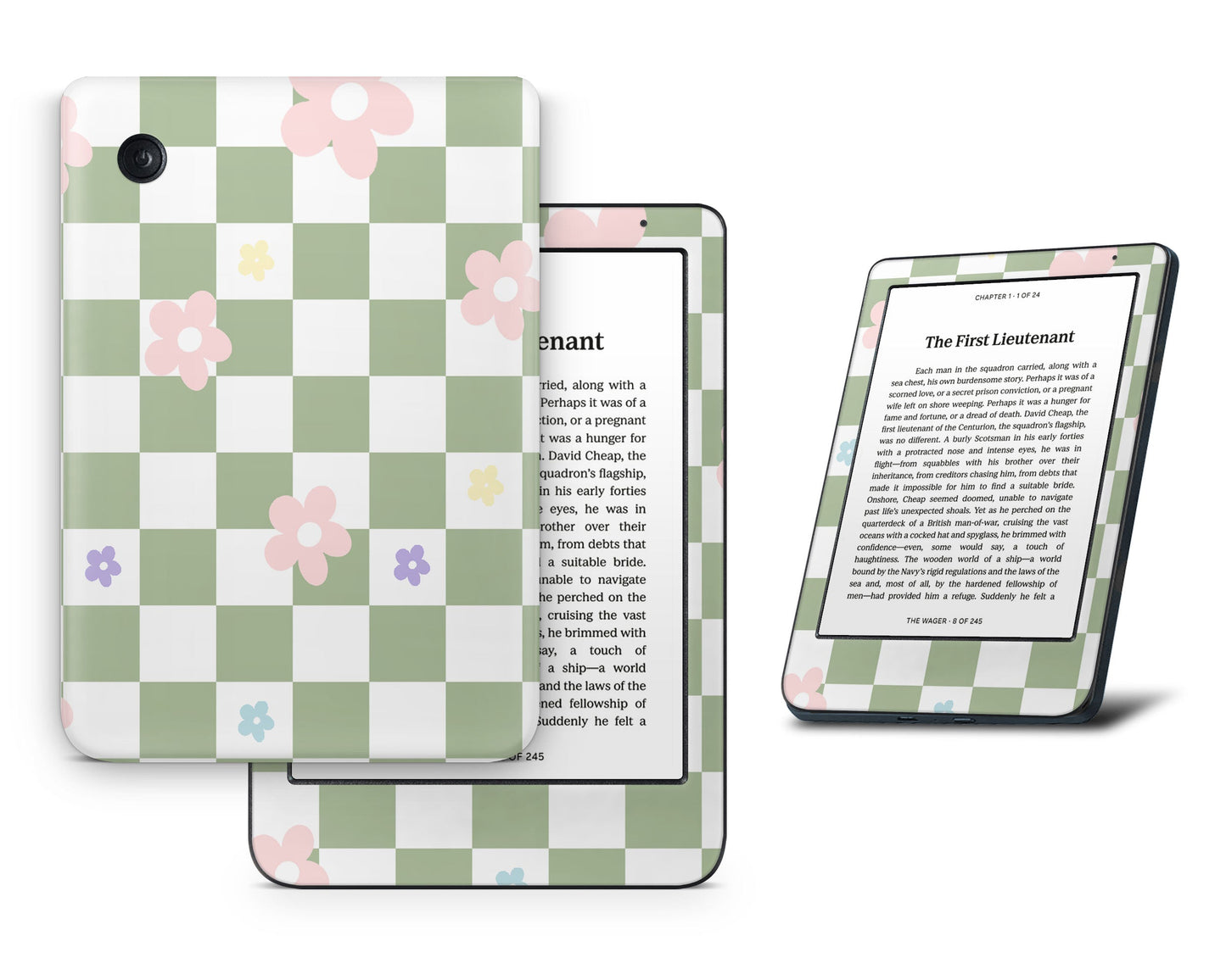 Lux Skins Kobo Danish Pastel Flower Green Kobo Clara BW Skins - Art Floral Skin