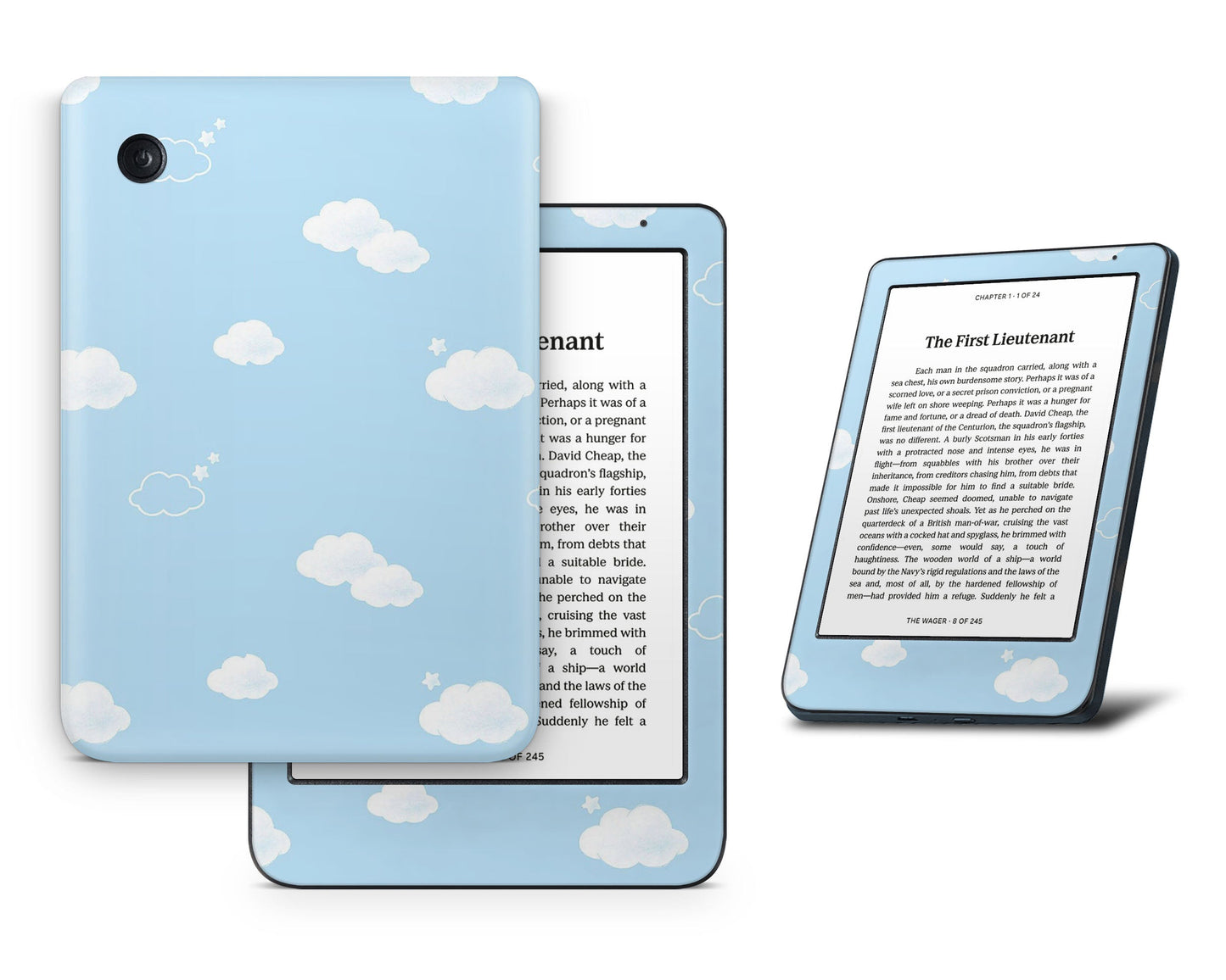 Lux Skins Kobo Cute Blue Clouds Kobo Clara BW Skins - Art Clouds Skin