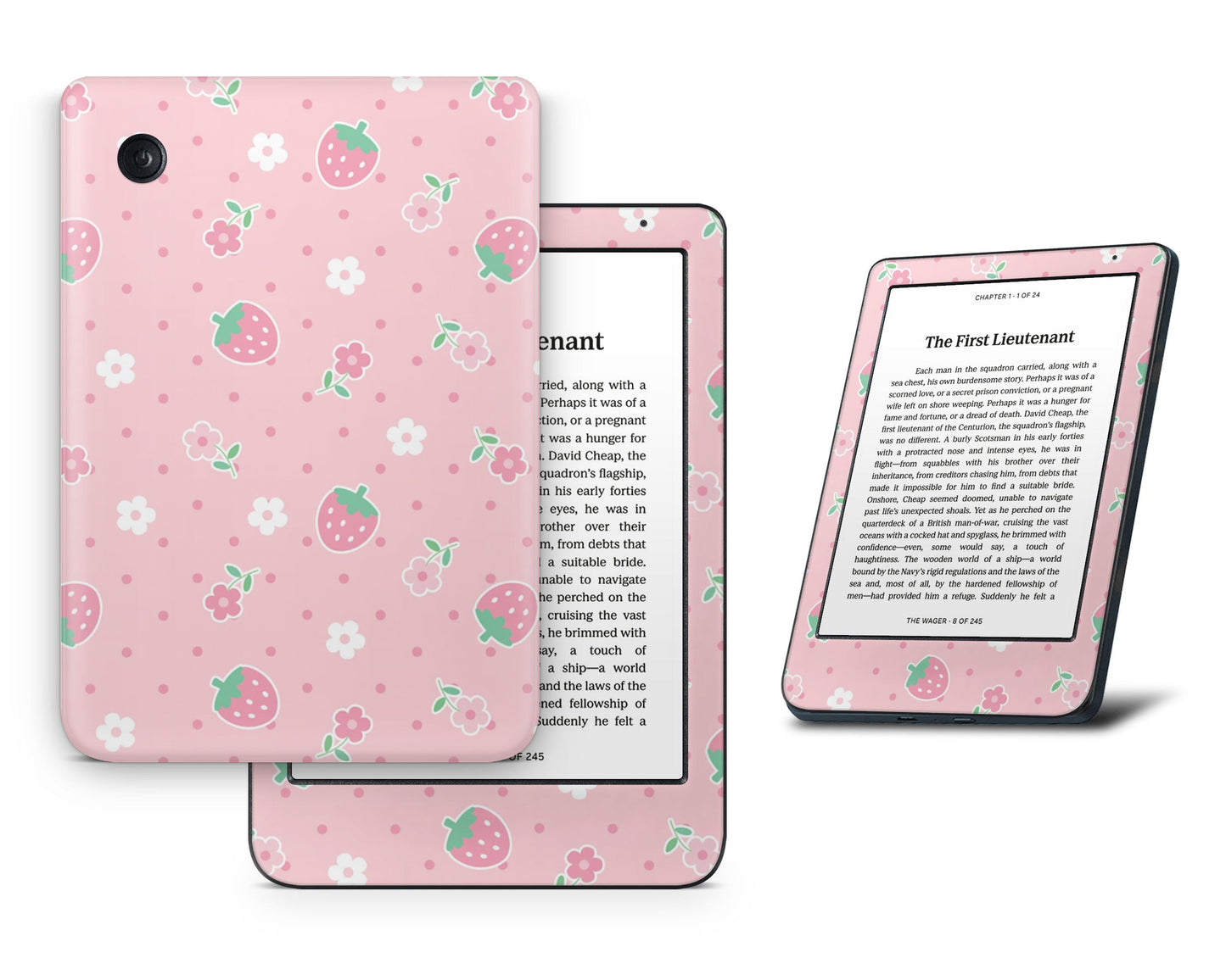 Lux Skins Kobo Kawaii Strawberry Daisy Kobo Clara BW Skins - Art Floral Skin