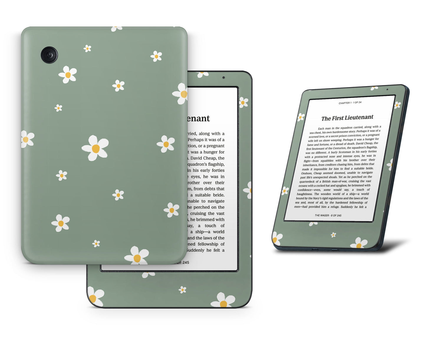 Lux Skins Kobo Green Daisy Kobo Clara BW Skins - Art Floral Skin