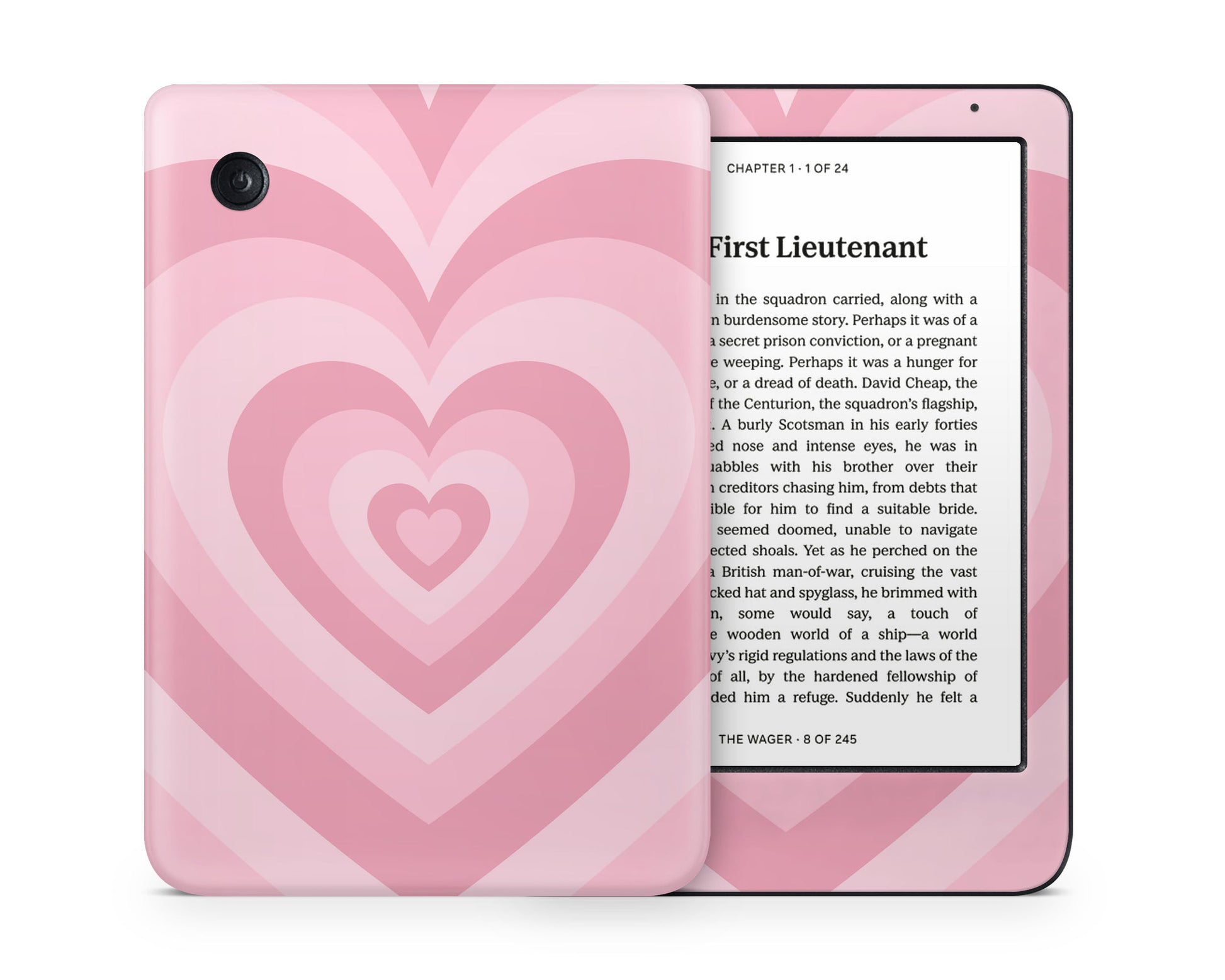 Lux Skins Kobo Pink Retro Hearts Kobo Clara Colour Skins - Art Solid Colours Skin