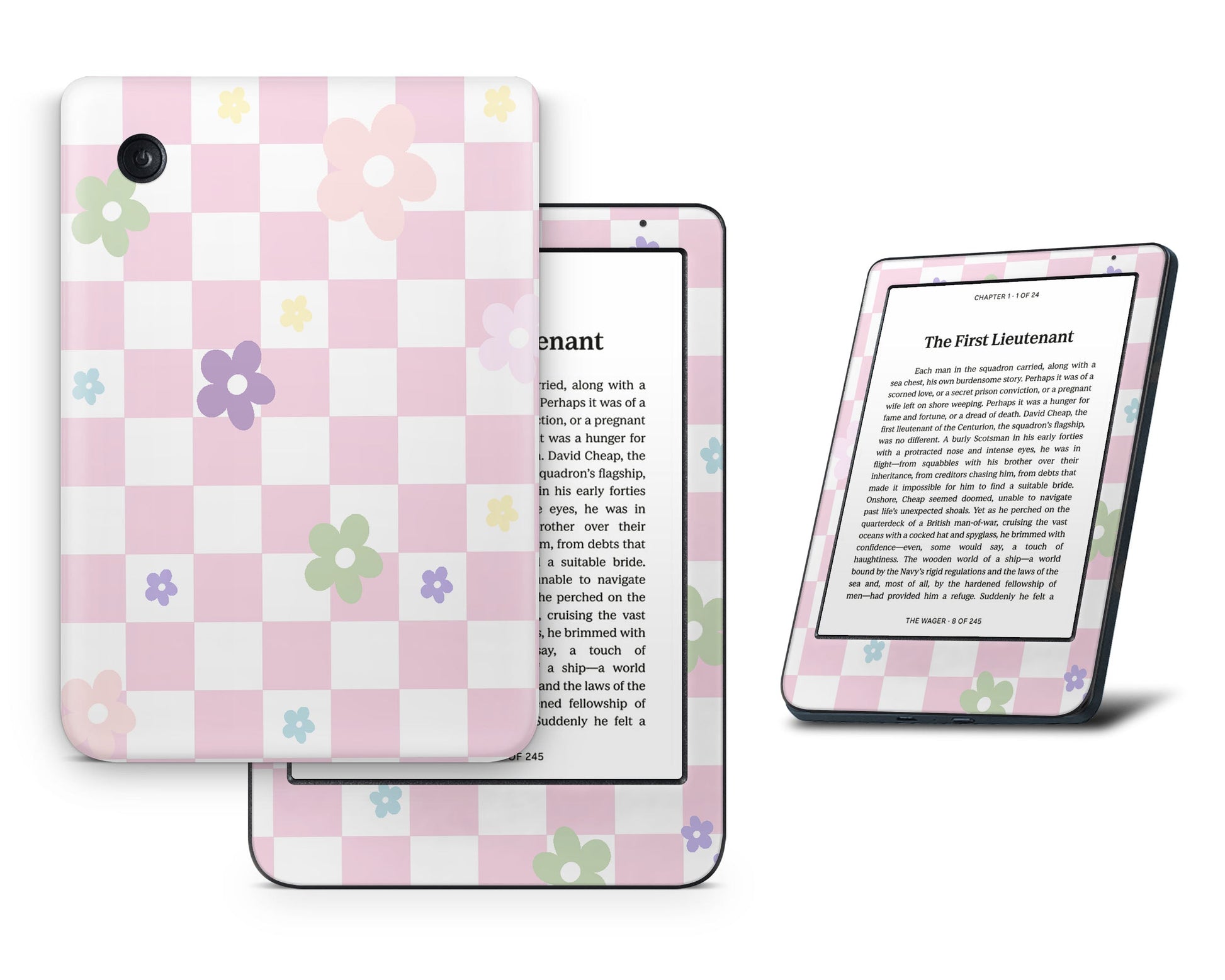 Lux Skins Kobo Pink Danish Pastel Flower Kobo Clara BW Skins - Art Floral Skin