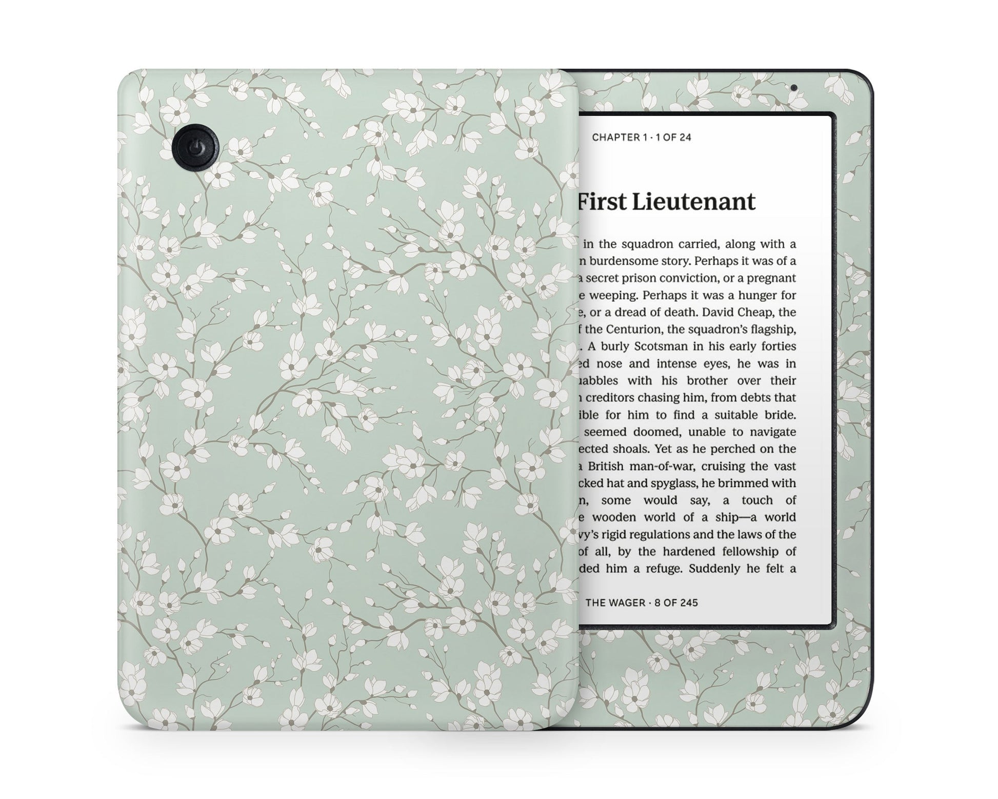 Lux Skins Kobo Pale Mint Blossom Kobo Clara Colour Skins - Art Floral Skin