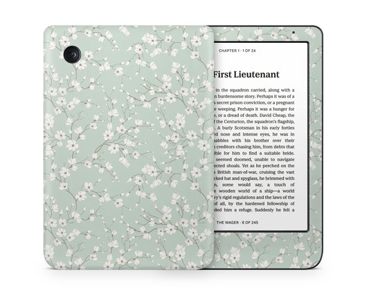 Lux Skins Kobo Pale Mint Blossom Kobo Clara Colour Skins - Art Floral Skin