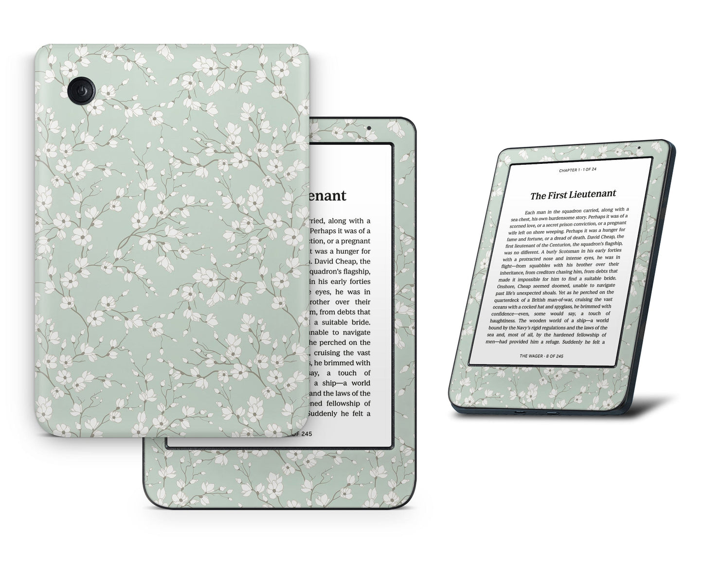 Lux Skins Kobo Pale Mint Blossom Kobo Clara BW Skins - Art Floral Skin