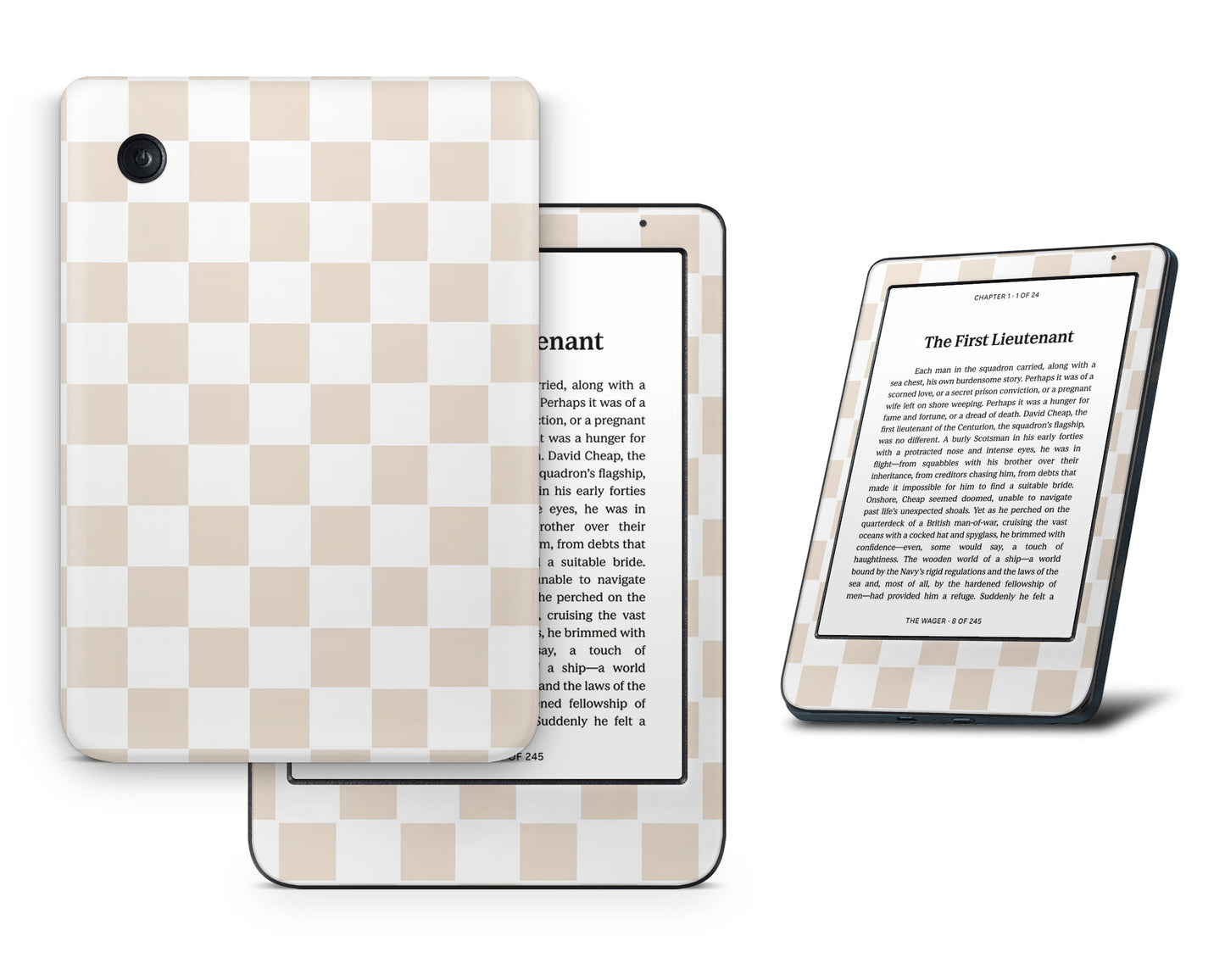 Lux Skins Kobo Checkered Beige Kobo Clara BW Skins - Pattern Artwork Skin