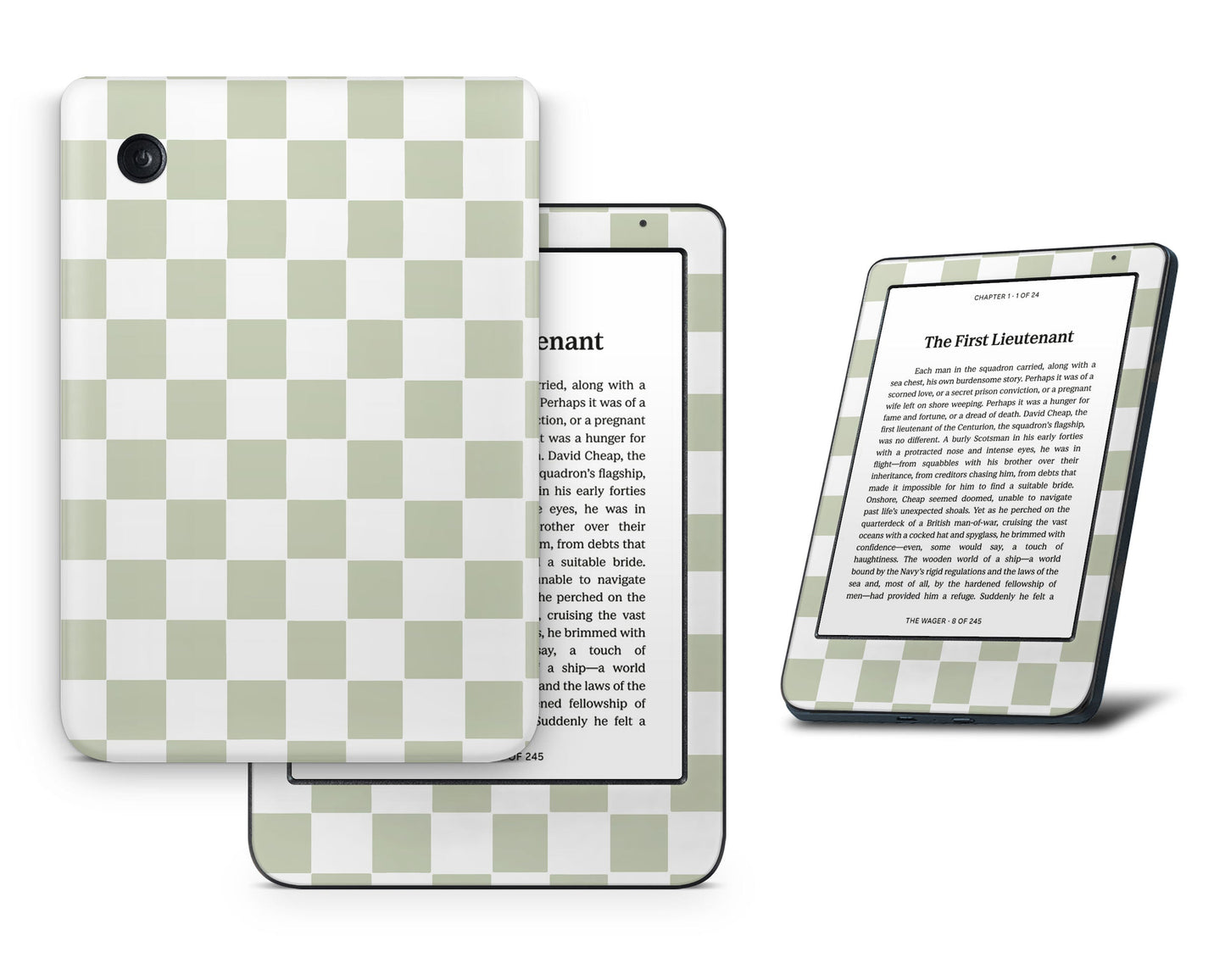 Lux Skins Kobo Matcha Checkered Kobo Clara BW Skins - Pattern Artwork Skin