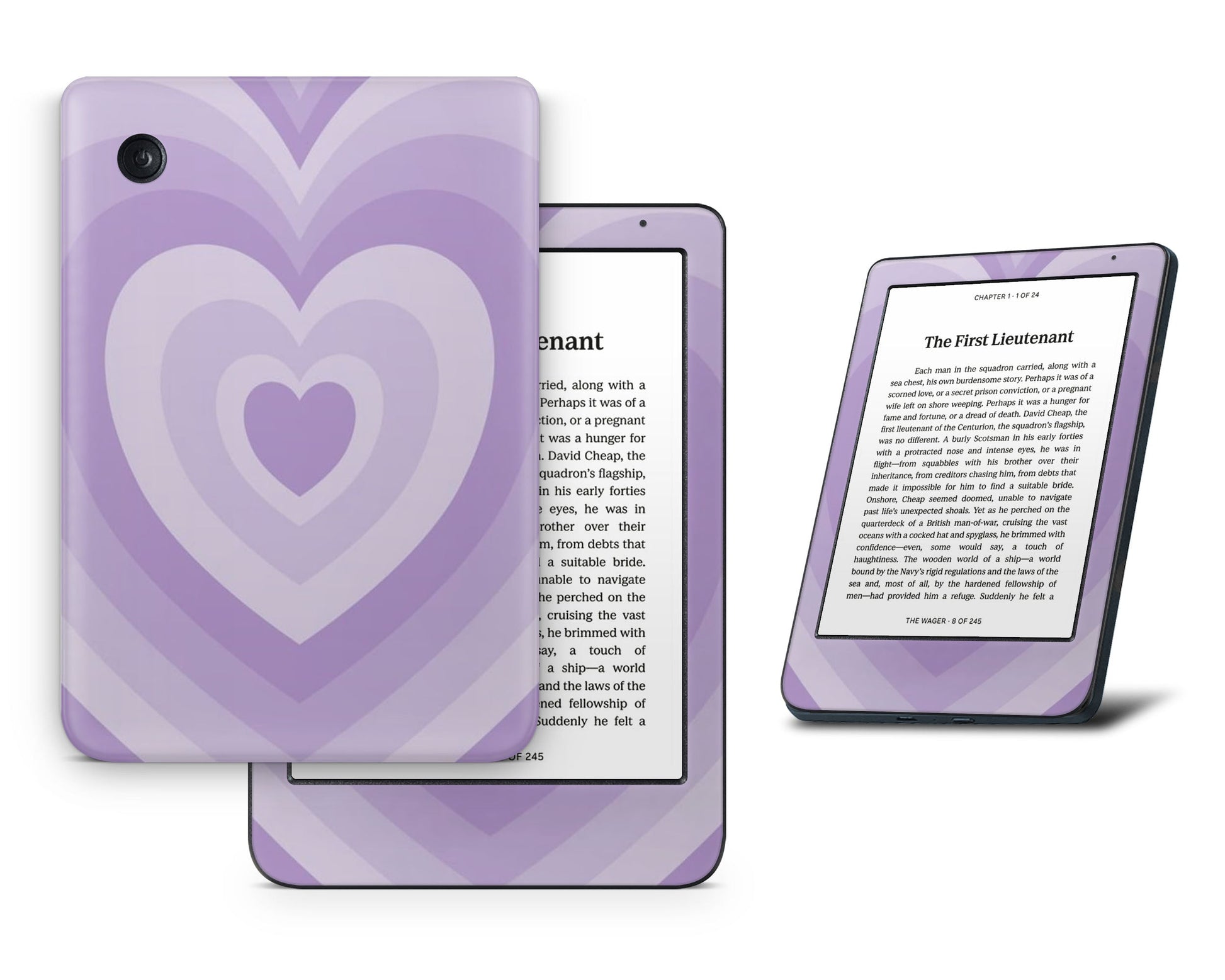 Lux Skins Kobo Retro Hearts Purple Kobo Clara BW Skins - Art Abstract Skin