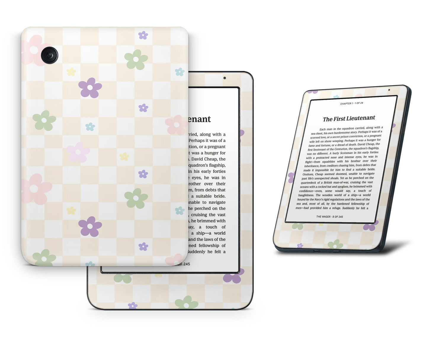 Lux Skins Kobo Pastel Yellow Retro Danish Pastel Flower Kobo Clara BW Skins - Art Floral Skin