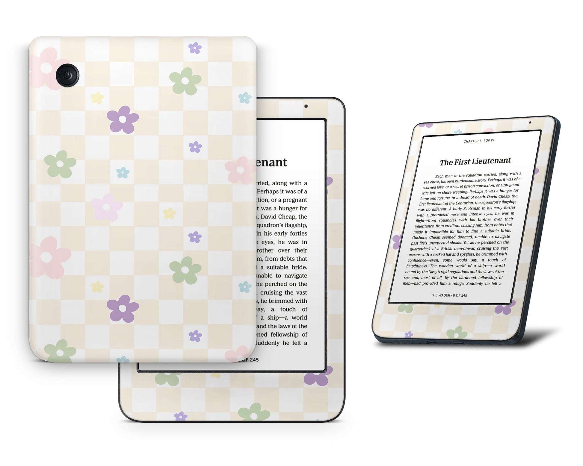 Lux Skins Kobo Pastel Yellow Retro Danish Pastel Flower Kobo Clara BW Skins - Art Floral Skin