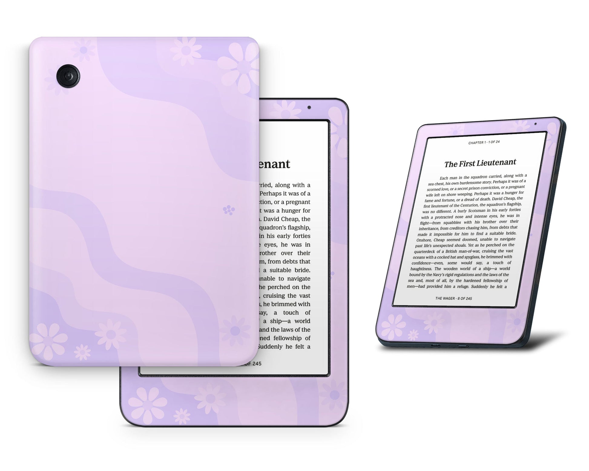 Lux Skins Kobo Purple Wavy Floral Kobo Clara BW Skins - Art Floral Skin