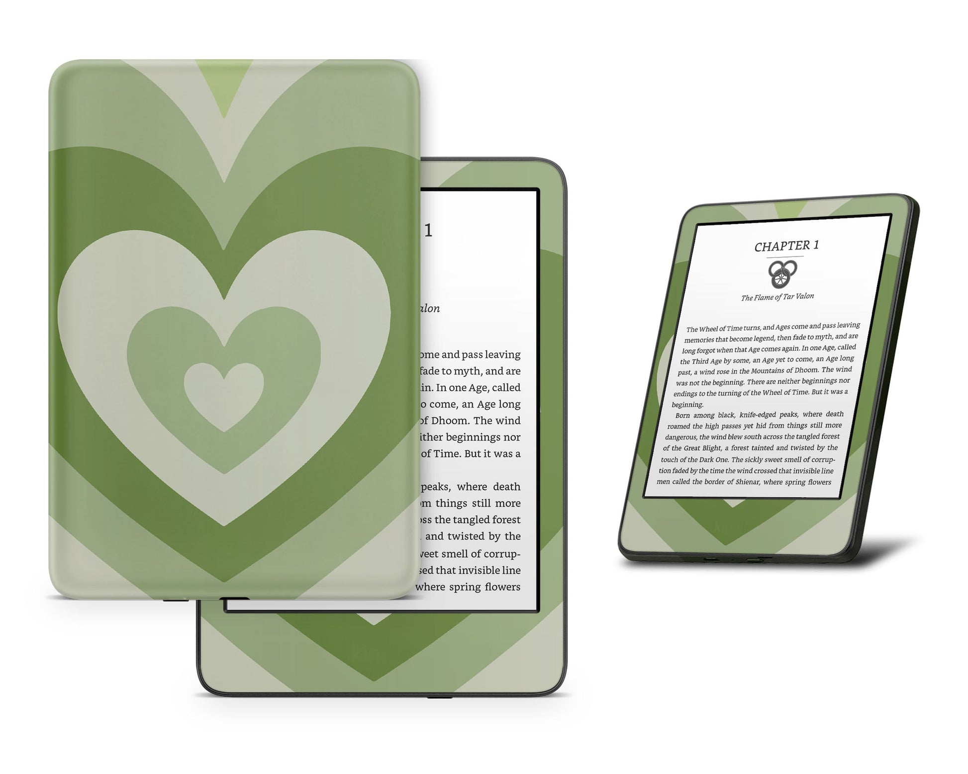 Lux Skins Kindle Matcha Retro Hearts Kindle Gen 11 Skins - Art Solid Colours Skin