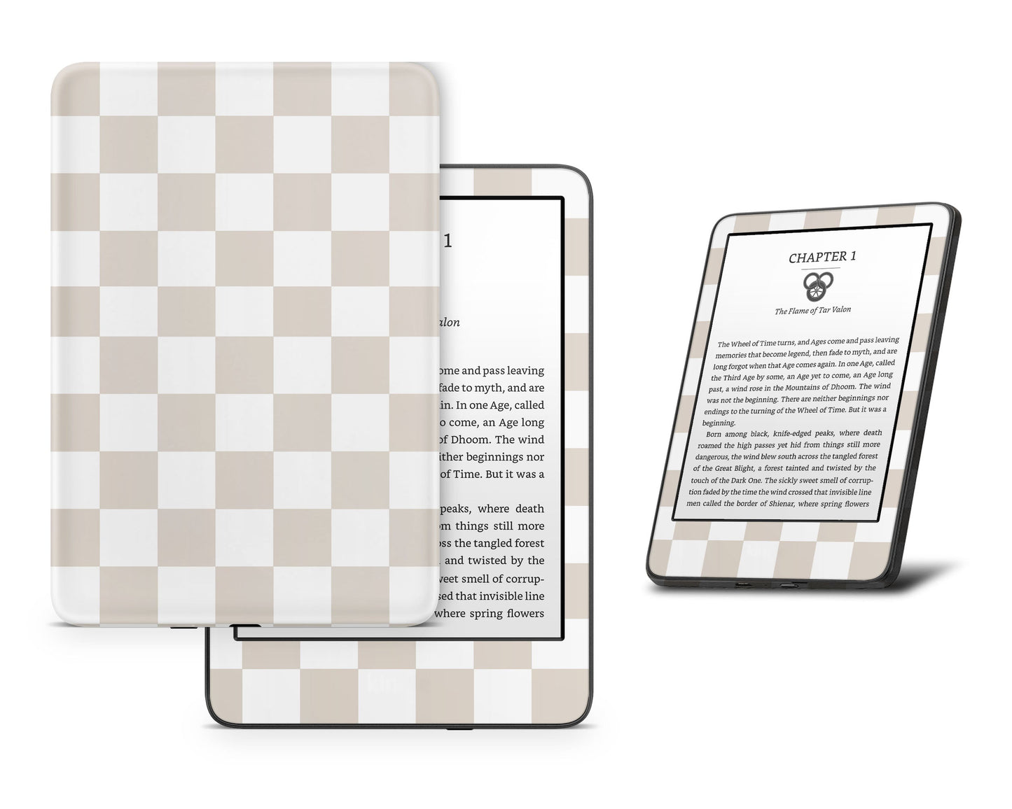 Lux Skins Kindle Almond Checkered Kindle Gen 11 Skins - Pattern Artwork Skin