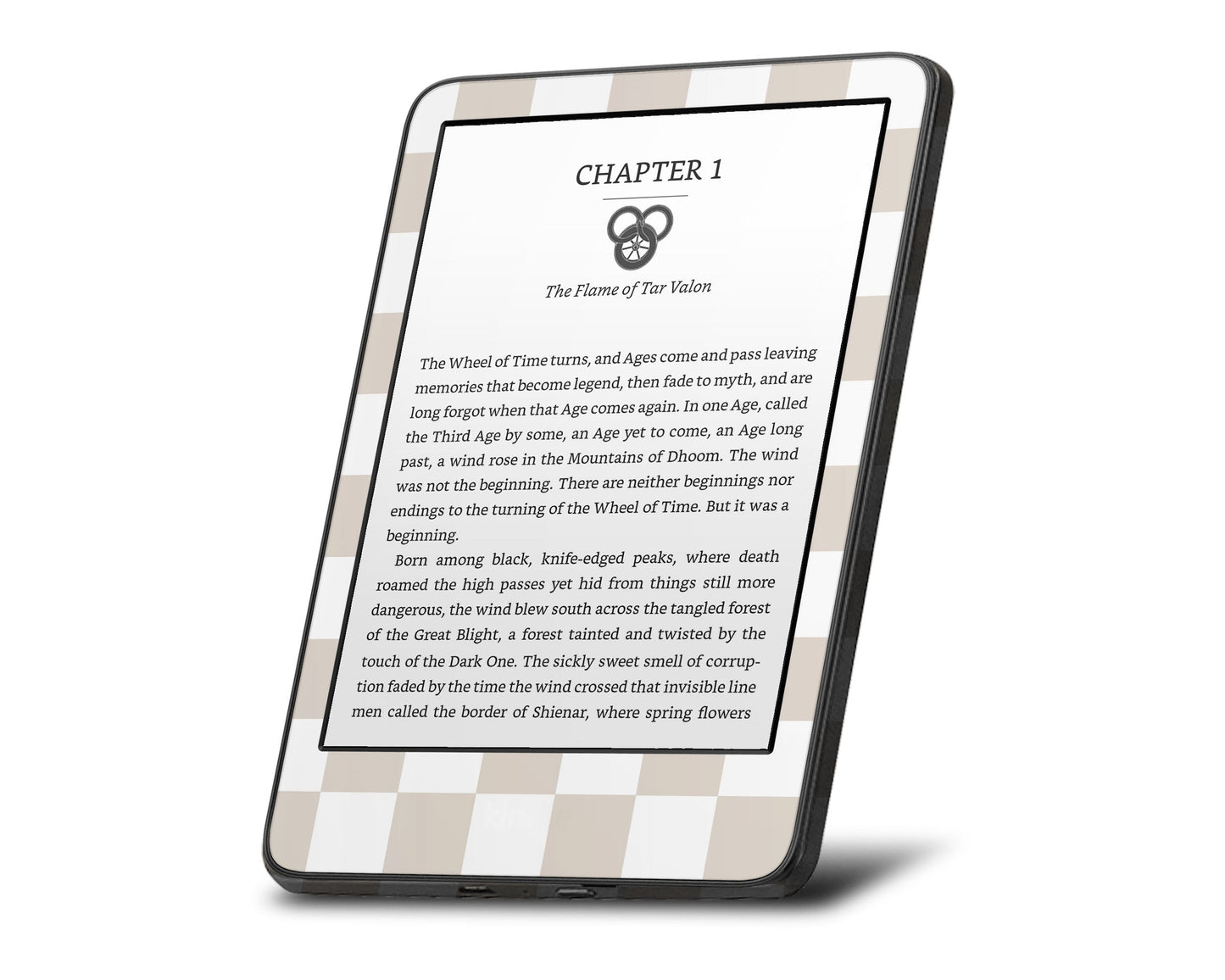 Lux Skins Kindle Almond Checkered Kindle Gen 10 Skins - Pattern Artwork Skin