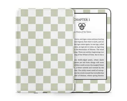 Lux Skins Kindle Matcha Checkered Kindle Gen 11 Skins - Pattern Artwork Skin