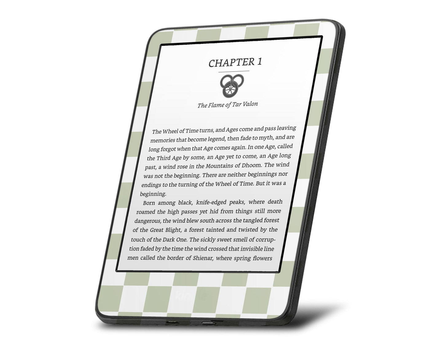 Lux Skins Kindle Matcha Checkered Kindle Gen 10 Skins - Pattern Artwork Skin