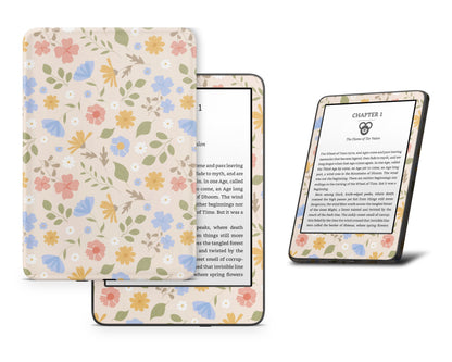 Lux Skins Kindle Pressed Flowers Kindle Gen 11 Skins - Art Floral Skin