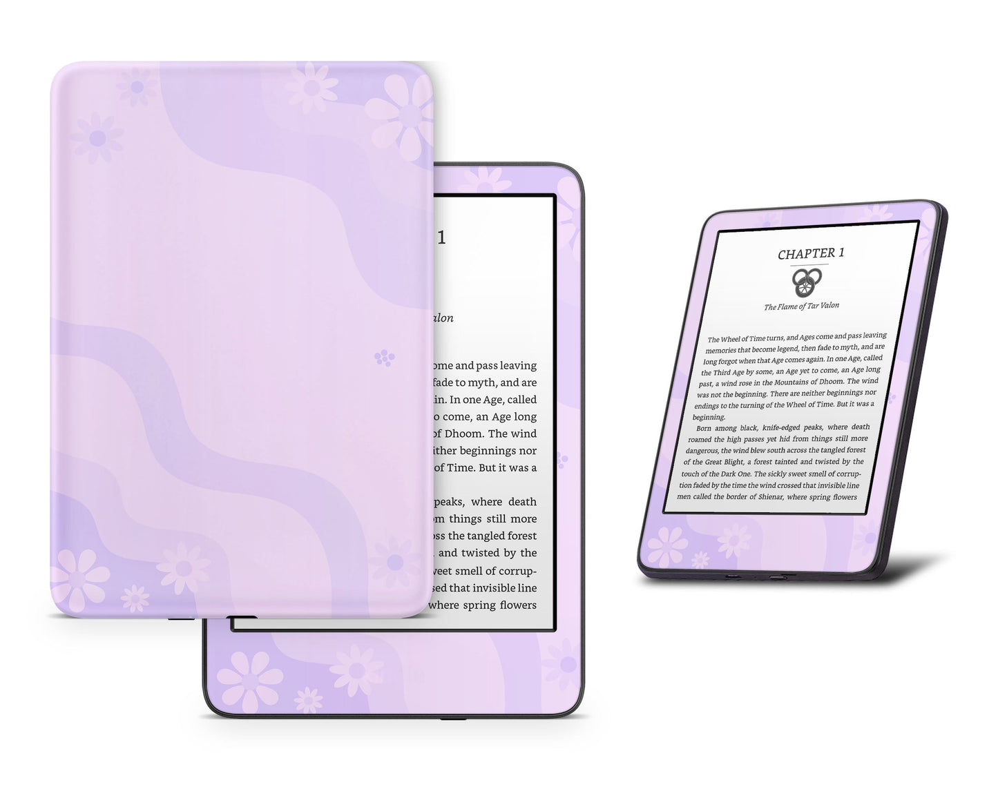 Lux Skins Kindle Purple Wavy Floral Kindle Gen 11 Skins - Art Floral Skin