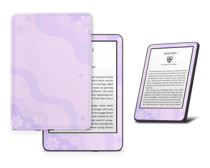 Lux Skins Kindle Purple Wavy Floral Kindle Gen 11 Skins - Art Floral Skin