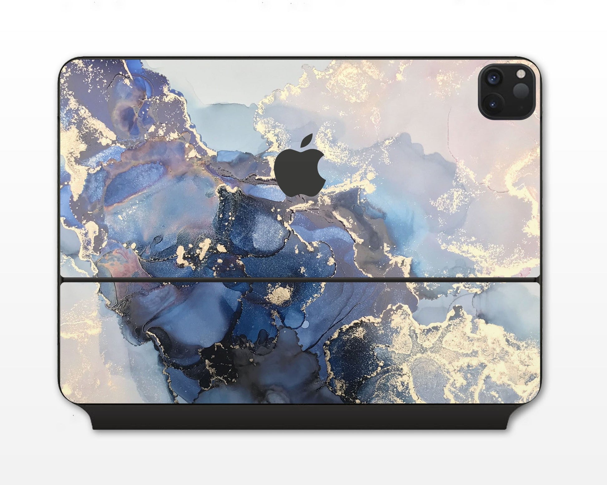 Lux Skins Magic Keyboard Ethereal Blue Gold Marble iPad Pro 13" (M4) Skins - Pattern Marble Skin