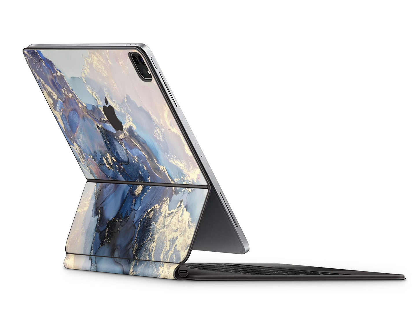 Lux Skins Magic Keyboard Ethereal Blue Gold Marble iPad Pro 11" (M4) Skins - Pattern Marble Skin