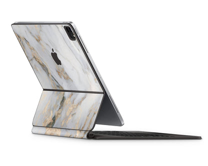 Lux Skins Magic Keyboard Ethereal White Gold Marble iPad Pro 11" (M4) Skins - Pattern Marble Skin