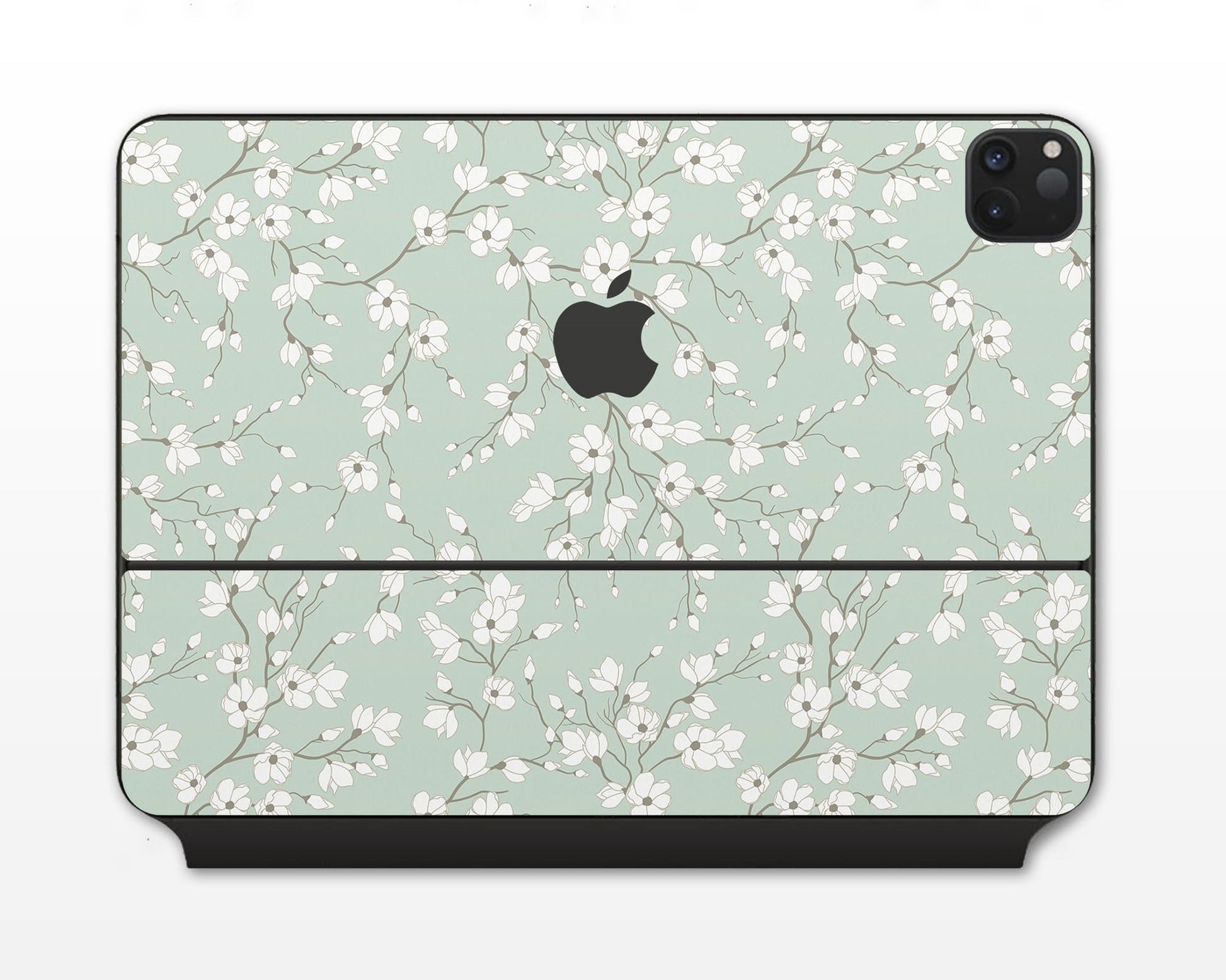 Lux Skins Magic Keyboard Pale Mint Blossom iPad Pro 13" (M4) Skins - Art Floral Skin