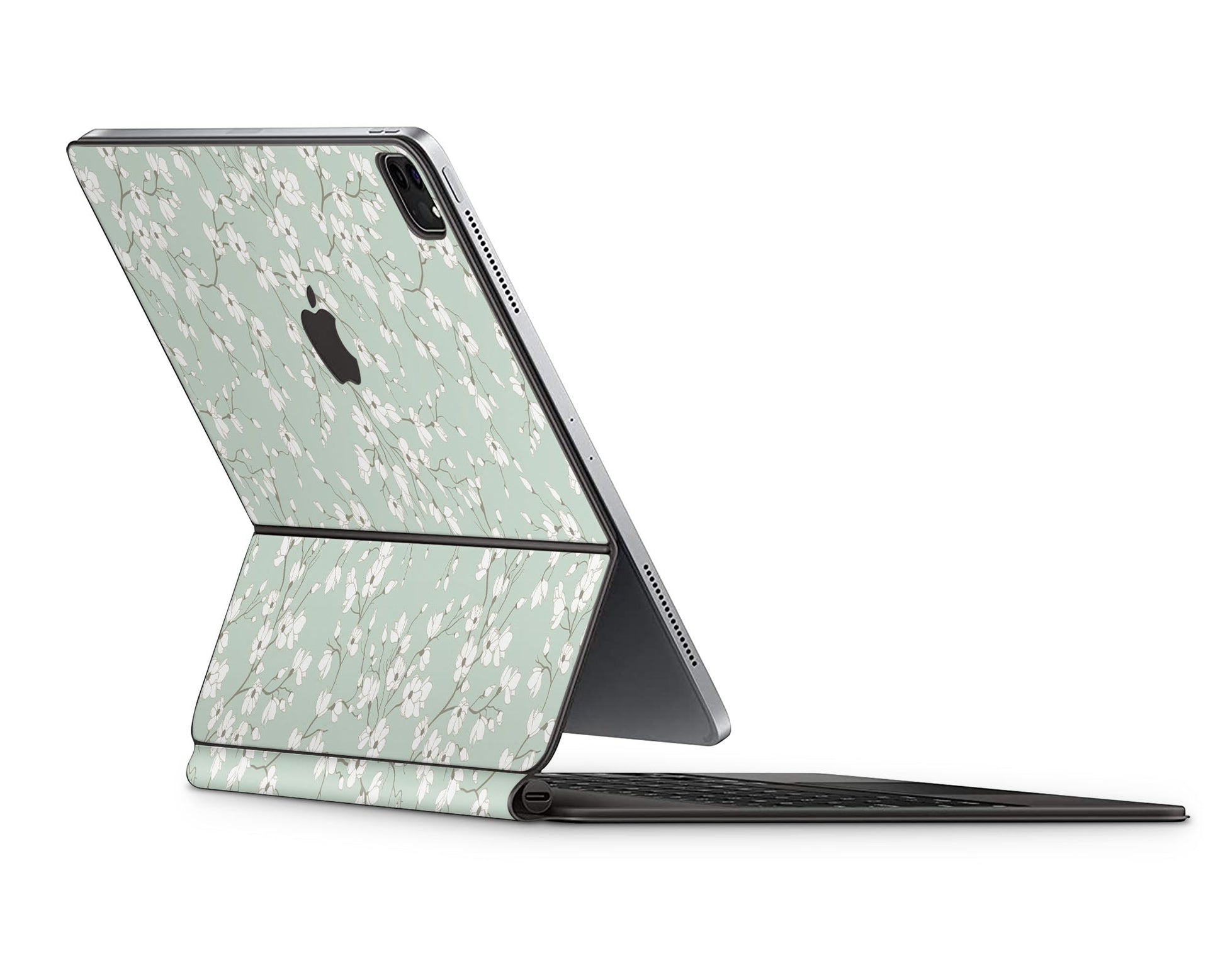 Lux Skins Magic Keyboard Pale Mint Blossom iPad Pro 11" (M4) Skins - Art Floral Skin