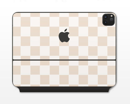 Lux Skins Magic Keyboard Checkered Beige iPad Pro 13" (M4) Skins - Pattern Artwork Skin