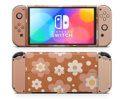 Retro 80s Floral Beige Nintendo Switch OLED Skin