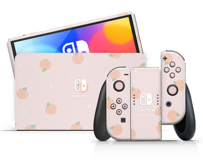 Soft Pastel Peaches Nintendo Switch OLED Skin