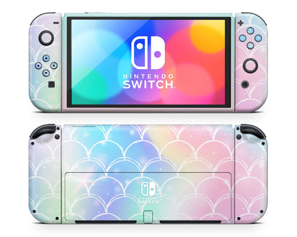 Iridescent Pastel Mermaid Nintendo Switch OLED Skin