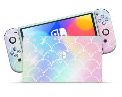 Iridescent Pastel Mermaid Nintendo Switch OLED Skin