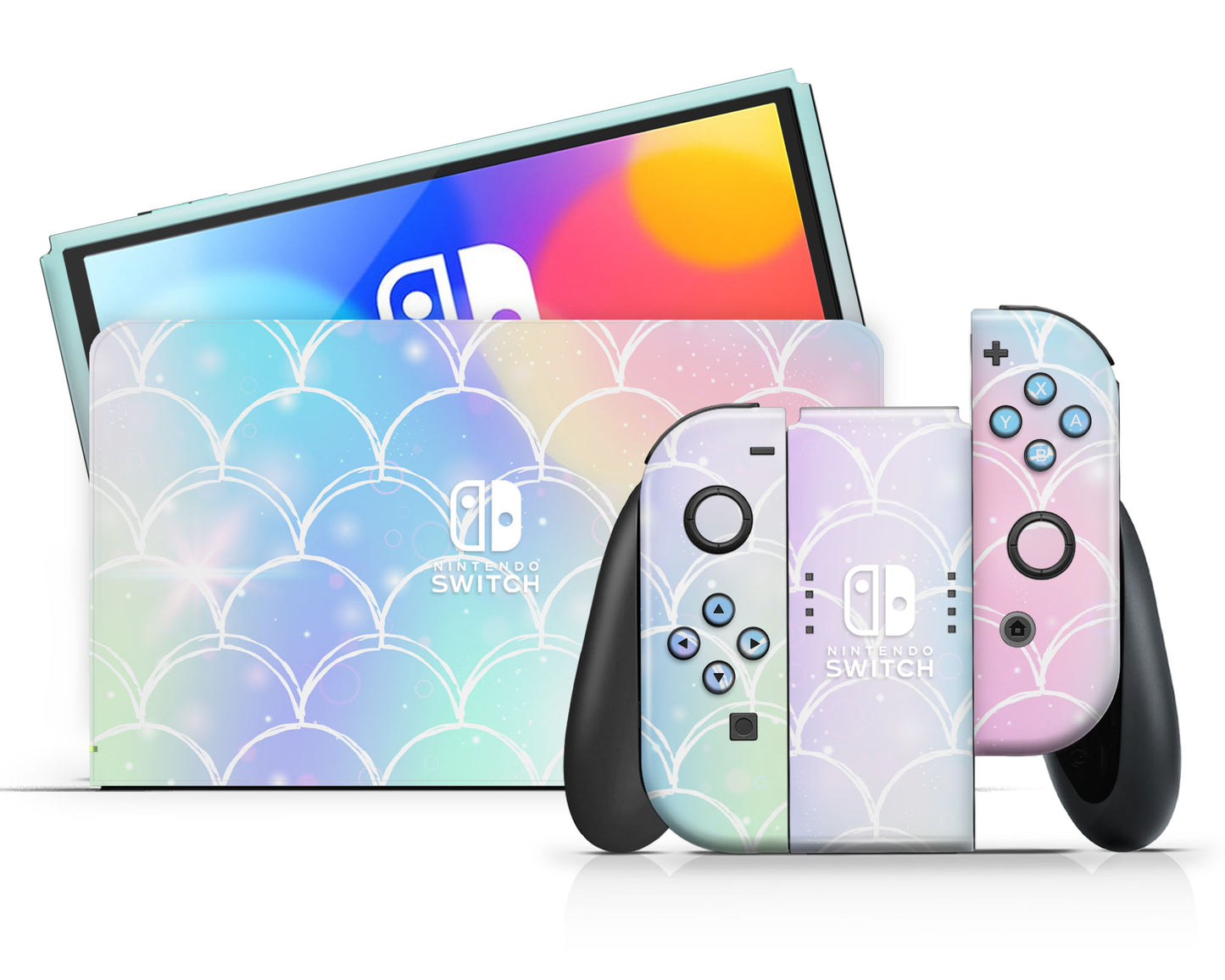 Iridescent Pastel Mermaid Nintendo Switch OLED Skin