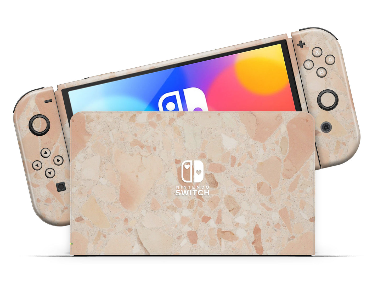 Rosy Blush Terrazzo Nintendo Switch OLED Skin