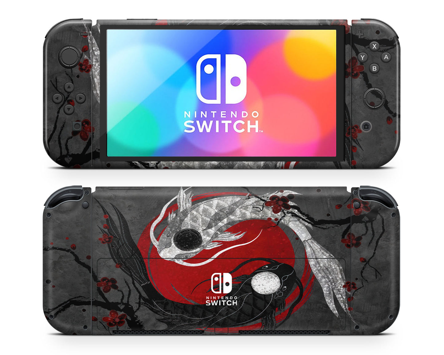 Yin Yang Rose Koi Nintendo Switch OLED Skin