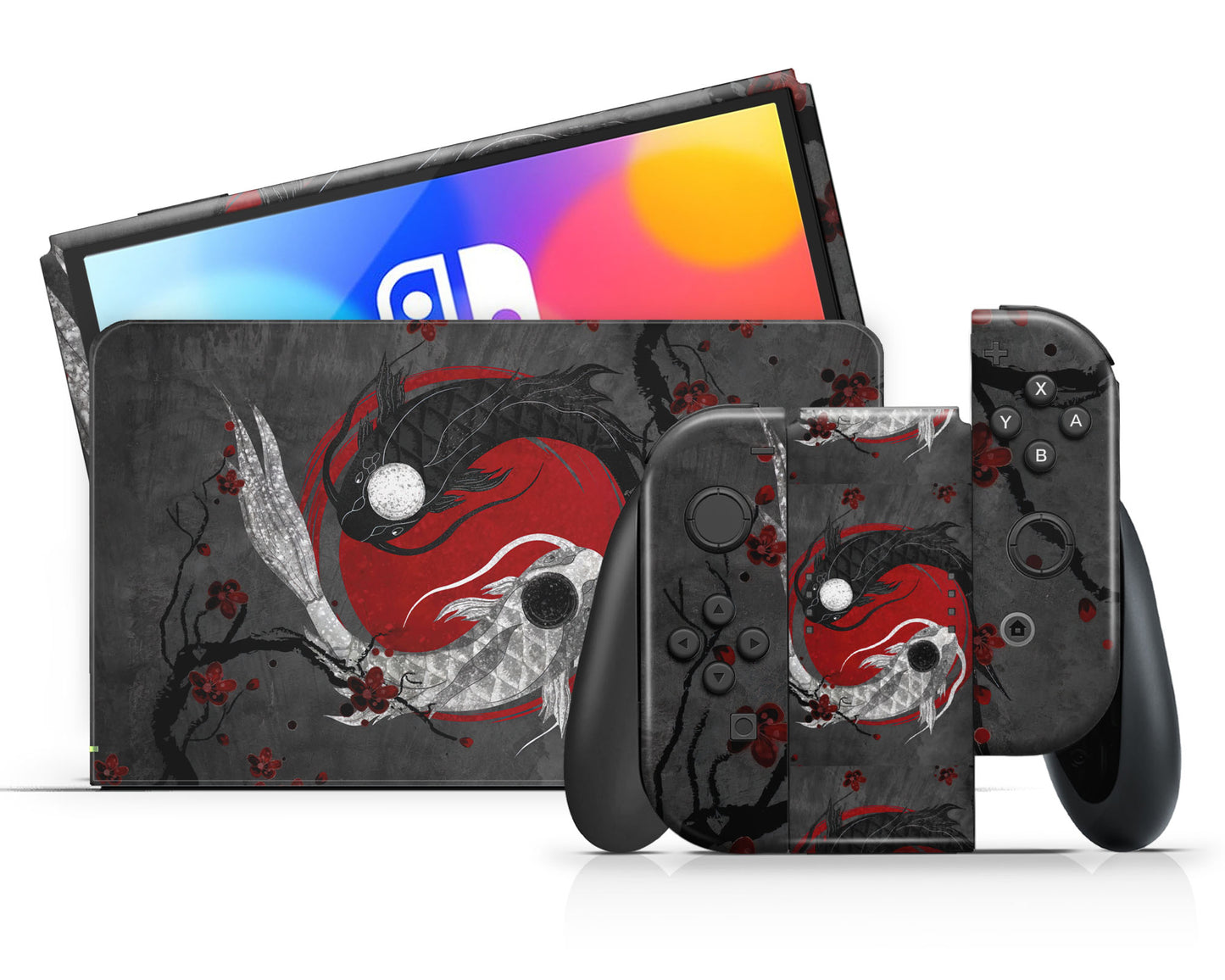 Yin Yang Rose Koi Nintendo Switch OLED Skin