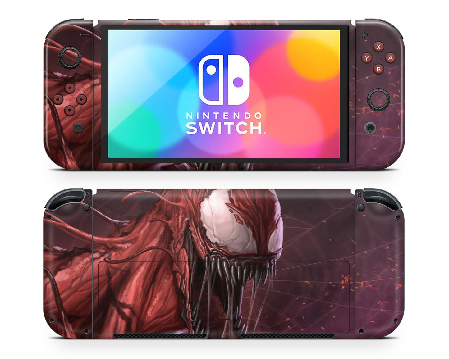 Lux Skins Nintendo Switch OLED Red Carnage Full Set Skins - Pop culture Venom Skin