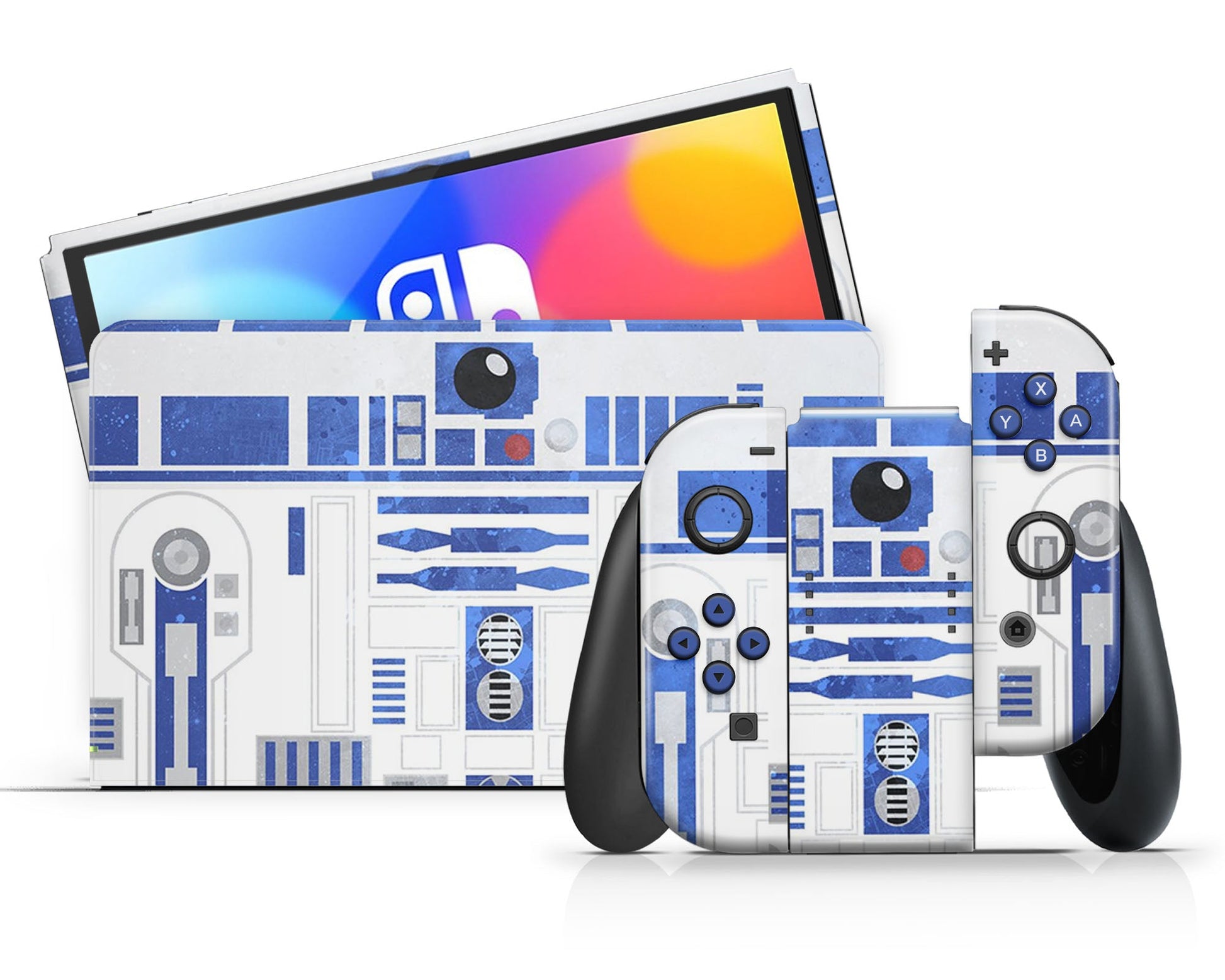 Lux Skins Nintendo Switch OLED Star Wars R2D2 Full Set +Tempered Glass Skins - Pop culture Star Wars Skin