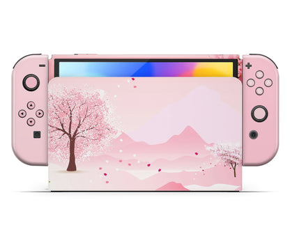 Lux Skins Nintendo Switch OLED Pastel Cherry Blossoms Joycons Only Skins - Art Floral Skin