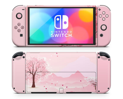 Lux Skins Nintendo Switch OLED Pastel Cherry Blossoms Full Set Skins - Art Floral Skin