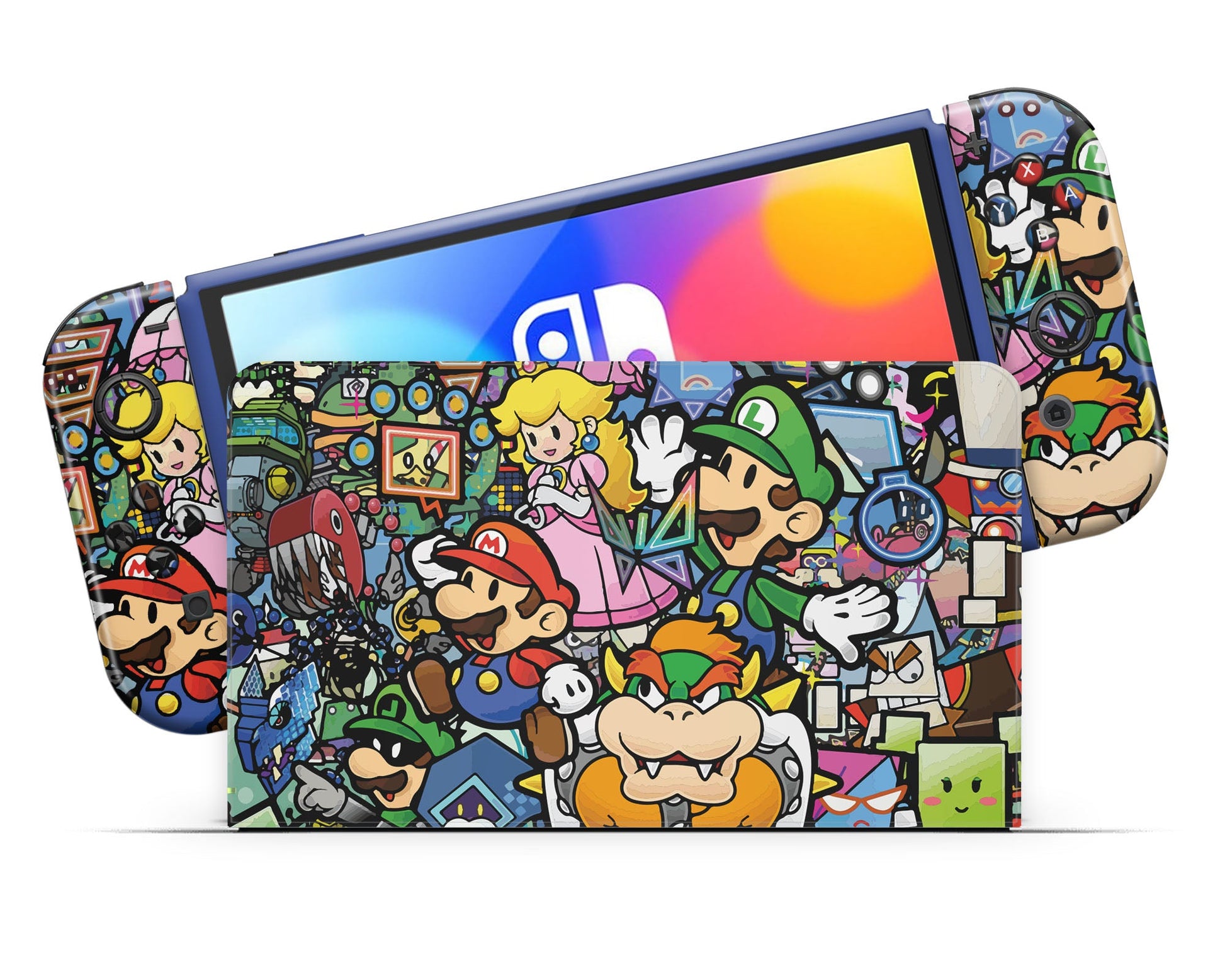 Lux Skins Nintendo Switch OLED Paper Mario Full Set Skins - Pop culture Mario Skin