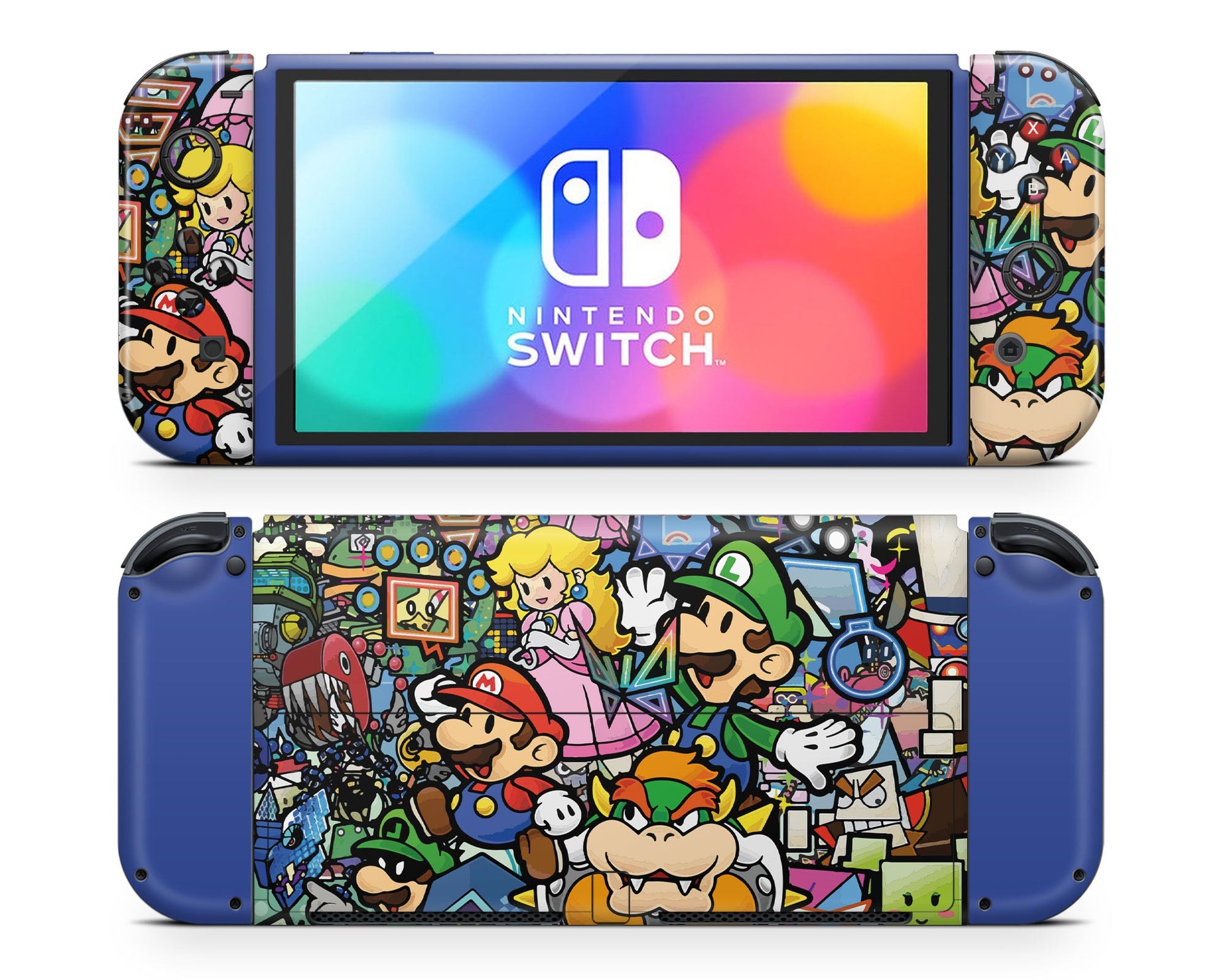 Lux Skins Nintendo Switch OLED Paper Mario Full Set Skins - Pop culture Mario Skin