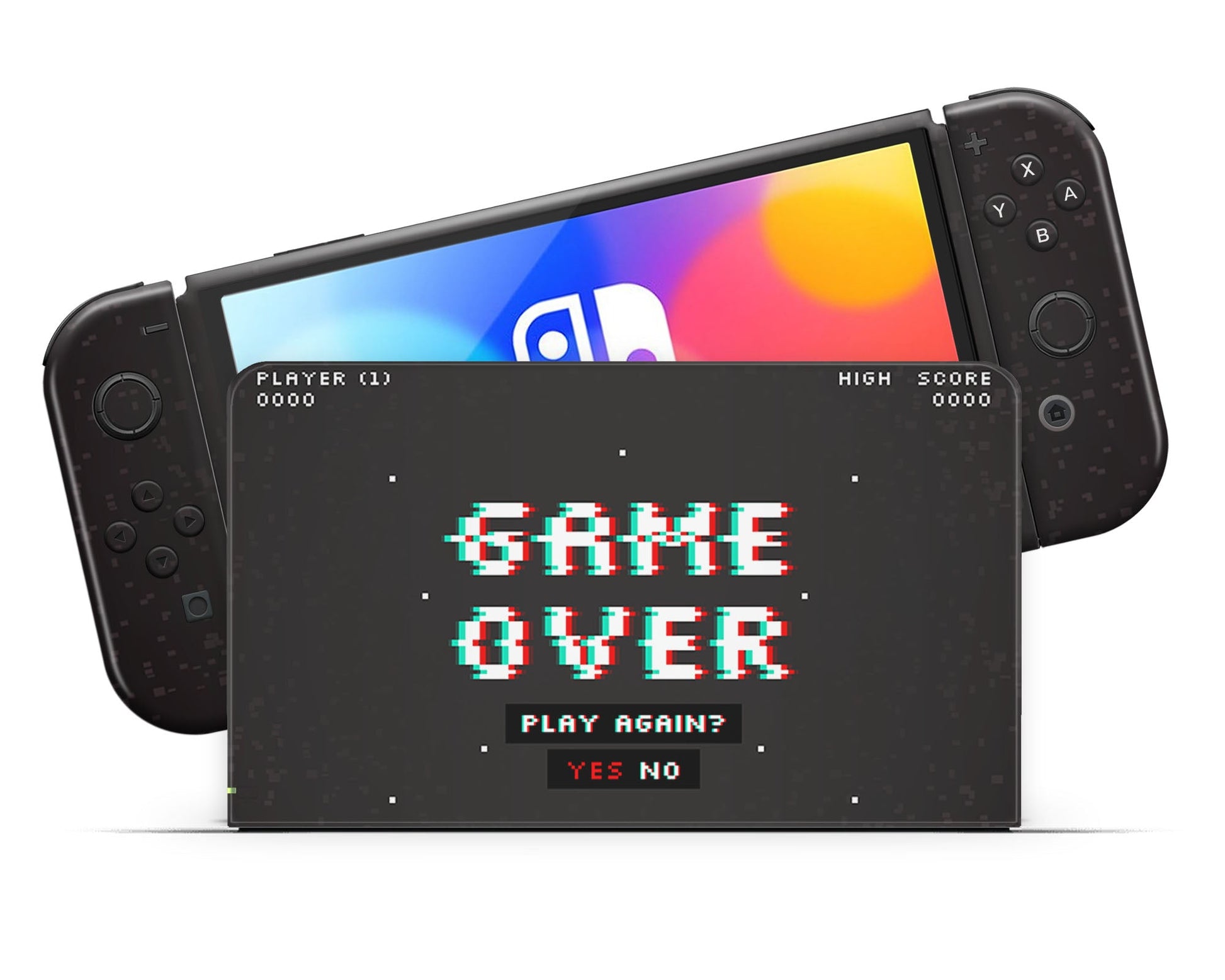 Lux Skins Nintendo Switch OLED Game Over Full Set Skins - Art Meme Skin