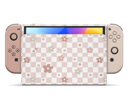 Lux Skins Nintendo Switch OLED Ceramic Rose Danish Pastel Hearts logo Skins - Art Floral Skin