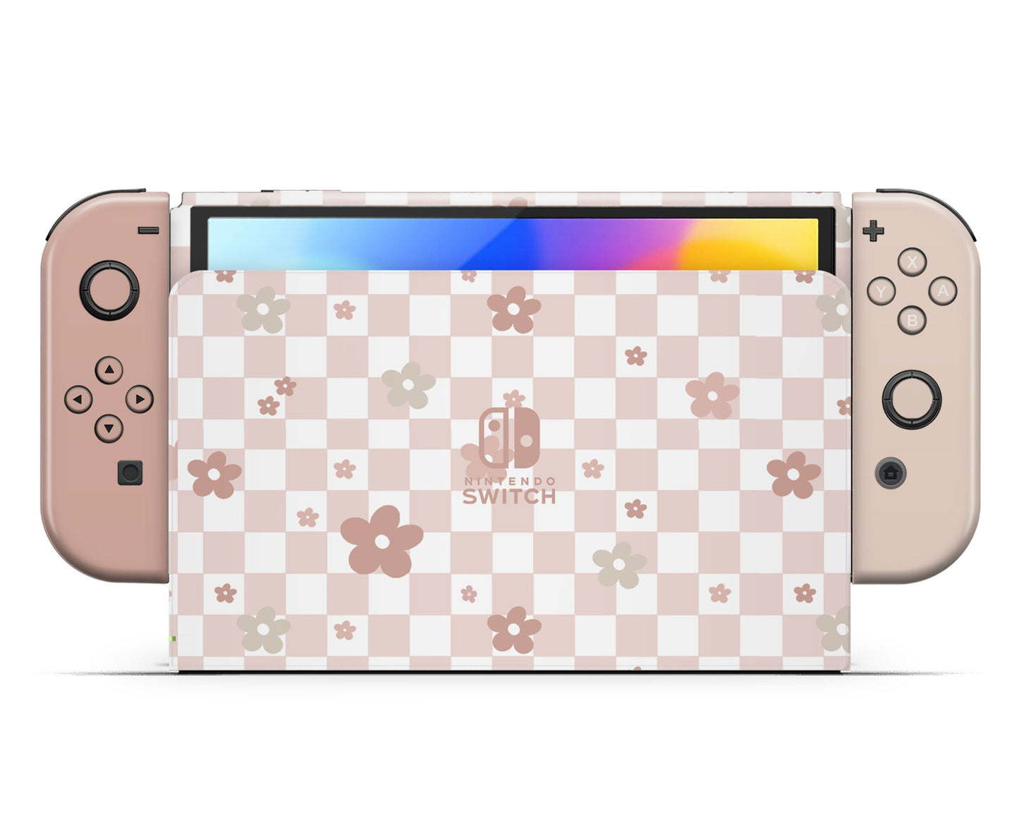 Lux Skins Nintendo Switch OLED Ceramic Rose Danish Pastel Hearts logo Skins - Art Floral Skin