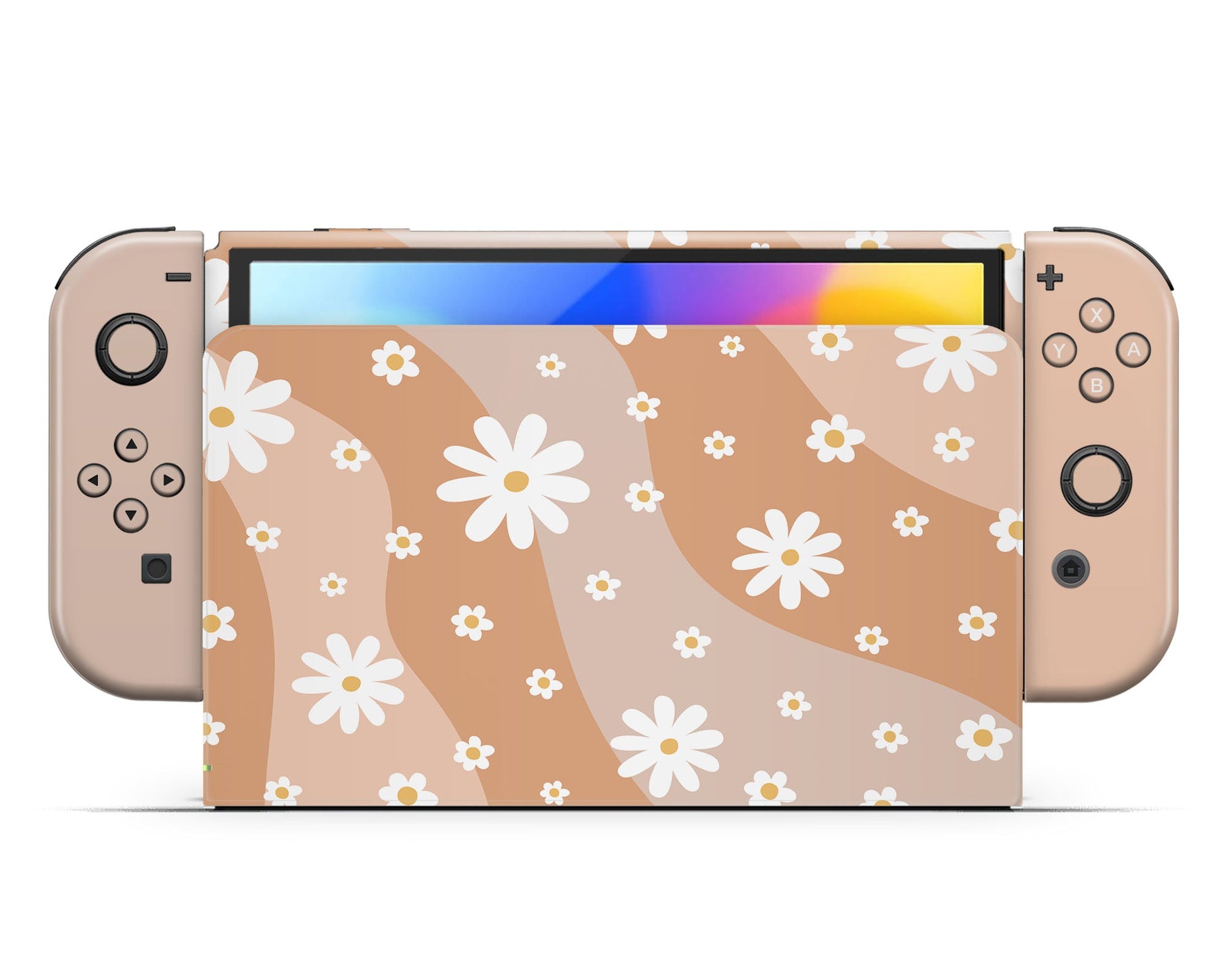 Lux Skins Nintendo Switch OLED Summer Daisy Hearts logo Skins - Art Floral Skin